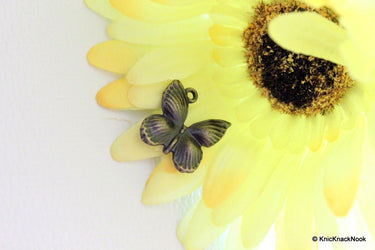 5 x Bronze Tone Butterfly Charm Spacer Pendants